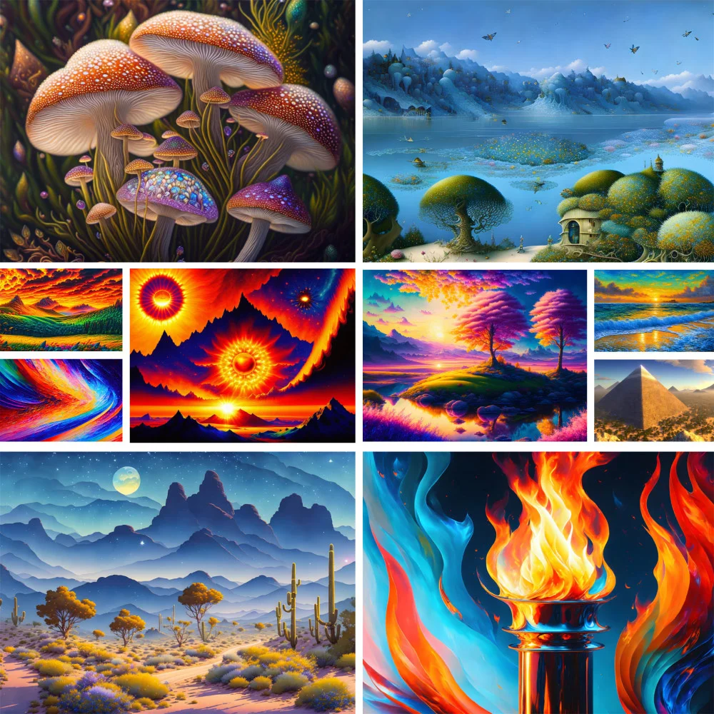 Fantasy Nature Landscape Coloring By Numbers Painting Kit Acrylic Paints 50*70 Boards By Numbers New Design For Kids Wholesale