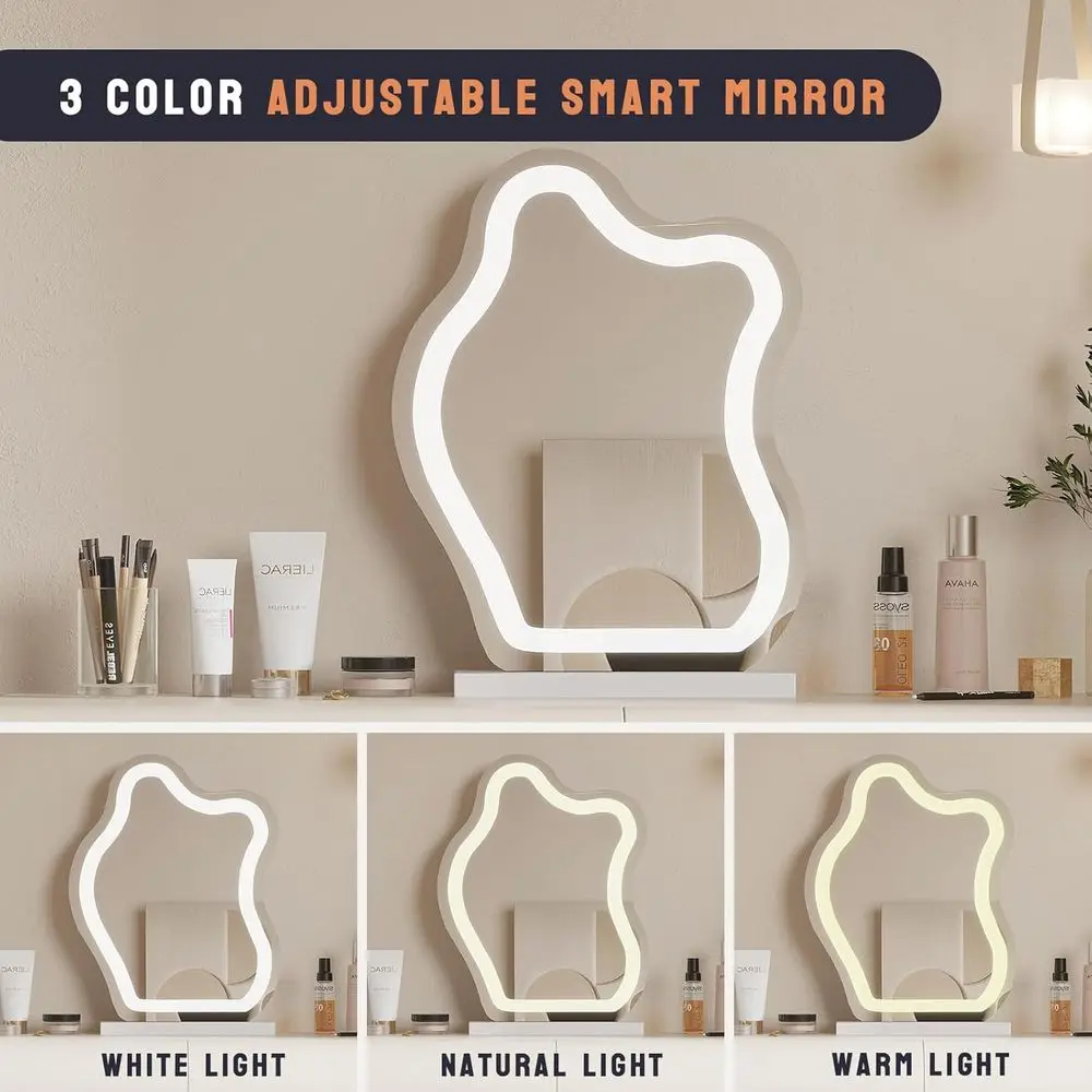 White Leather Vanity Set 6