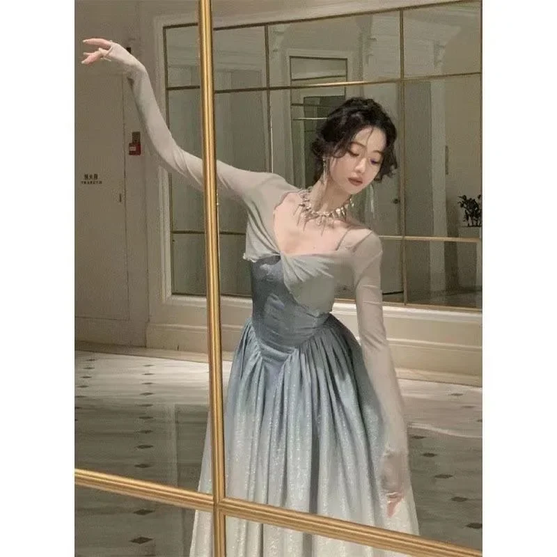 Women Dance Tops Semi See Through Mesh Tops Long Bell Sleeve Tie Hem Party Tops Hrugs For Women Bolero Shrug Tie Front Cardigan