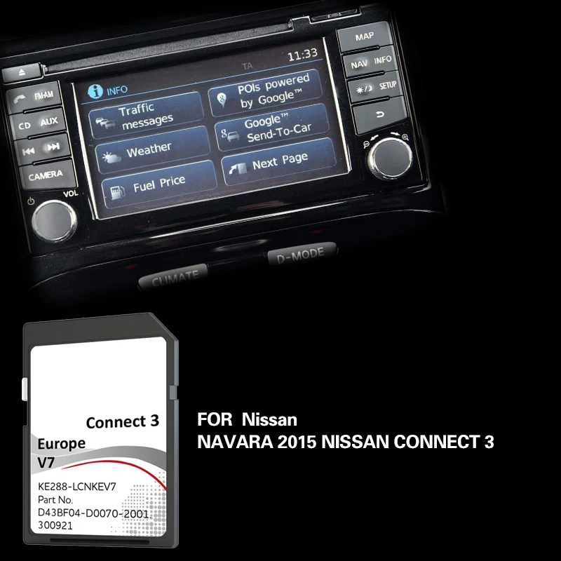 C3V7 For Nissan Navara 2015 Connect3 16GB SD Naving Map Version Finland Germany Road GPS Memory Card