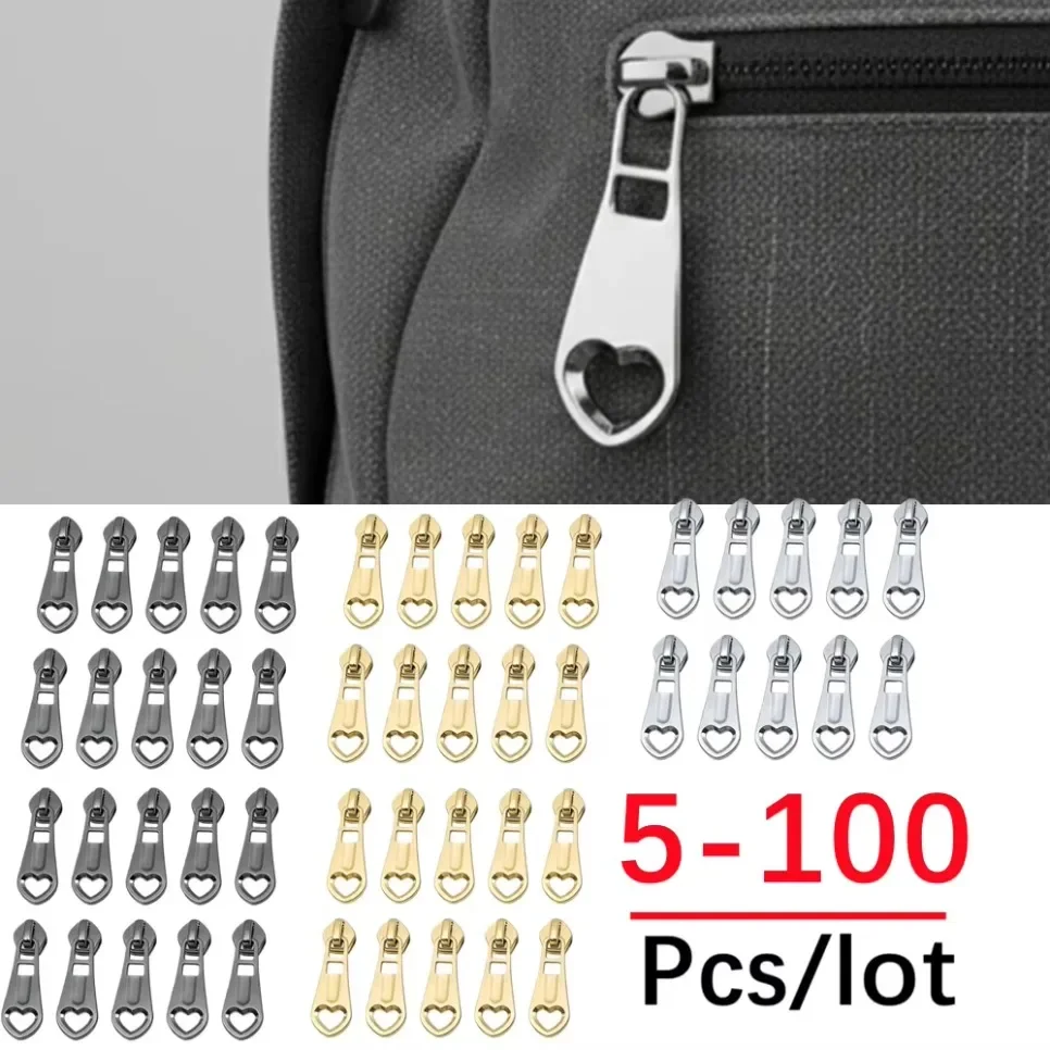 10/40/100Pcs 5# Nylon Zippers Sliders Puller Zip Replacement Bag Clothes Zips Pull Zipper Repair Kit Sewing Accessories ﻿