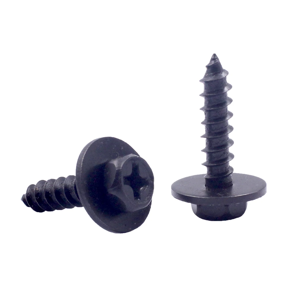 10Pcs Car Body Fender Screw Metal Self Tapping Screw Rivet Fastener Bolt Black 6mm