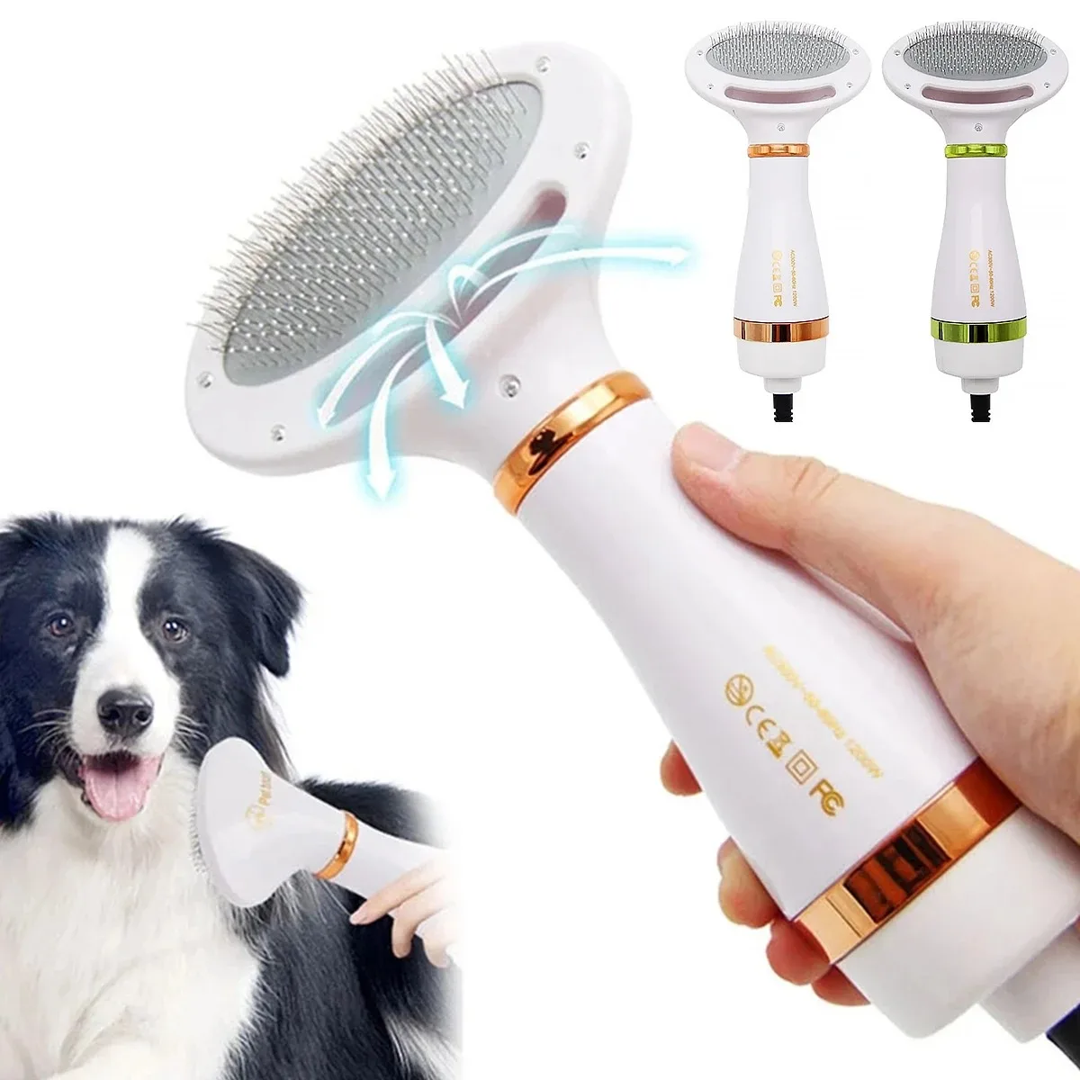 Pet Dog Hair Dryer 2-In-1 Cat Dog Dryer Quiet Comb Brush Grooming Kitten Cat Hair Comb Puppy Fur Blower For Dog Accessories