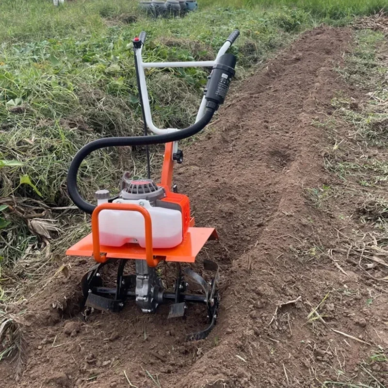 Multifunctional Agricultural Micro-tiller Small Plough Soil Turning Household Gasoline Ditching Rotary Cultivator Weeding