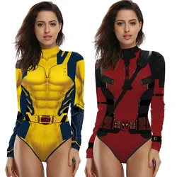 Disfraz de Anime de Deadpool Lobezno, traje de baño de una pieza, mono Zentai para fiesta de Halloween