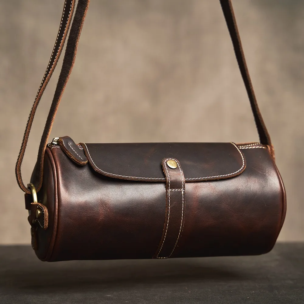 Retro Trend Small Leather Bag, Crazy Horse Men's Bag, Personalized Design Small Backpack.
