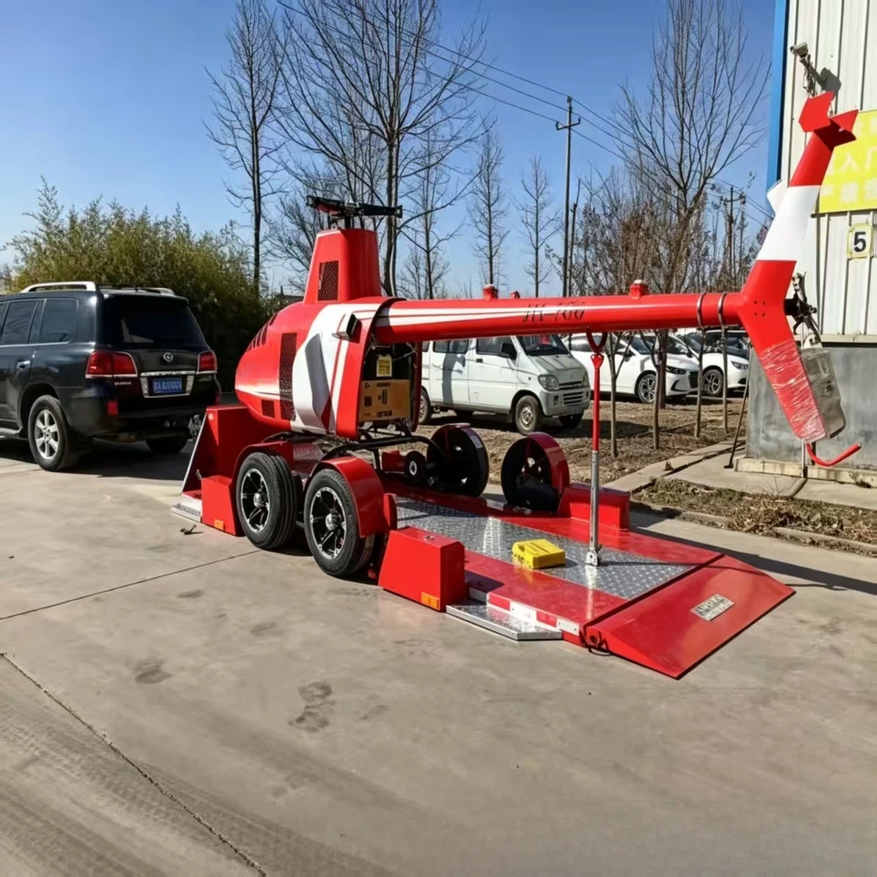 Remote control hydraulic lift aircraft trailer