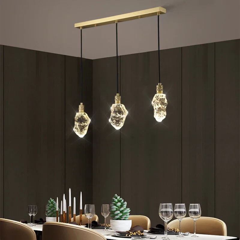 

All copper restaurant chandelier postmodern luxury crystal bedroom lamp modern simple meal hanging lamp