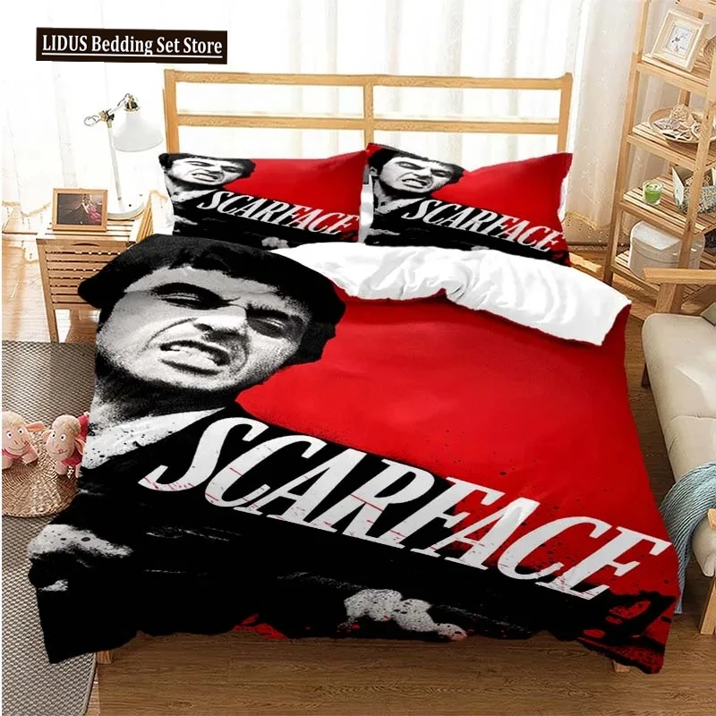 Tony Montana Scarfaces Bedding Set Boys Girls Twin Queen Size Duvet Cover Pillowcase Bed Boys Adult Home Textileextile