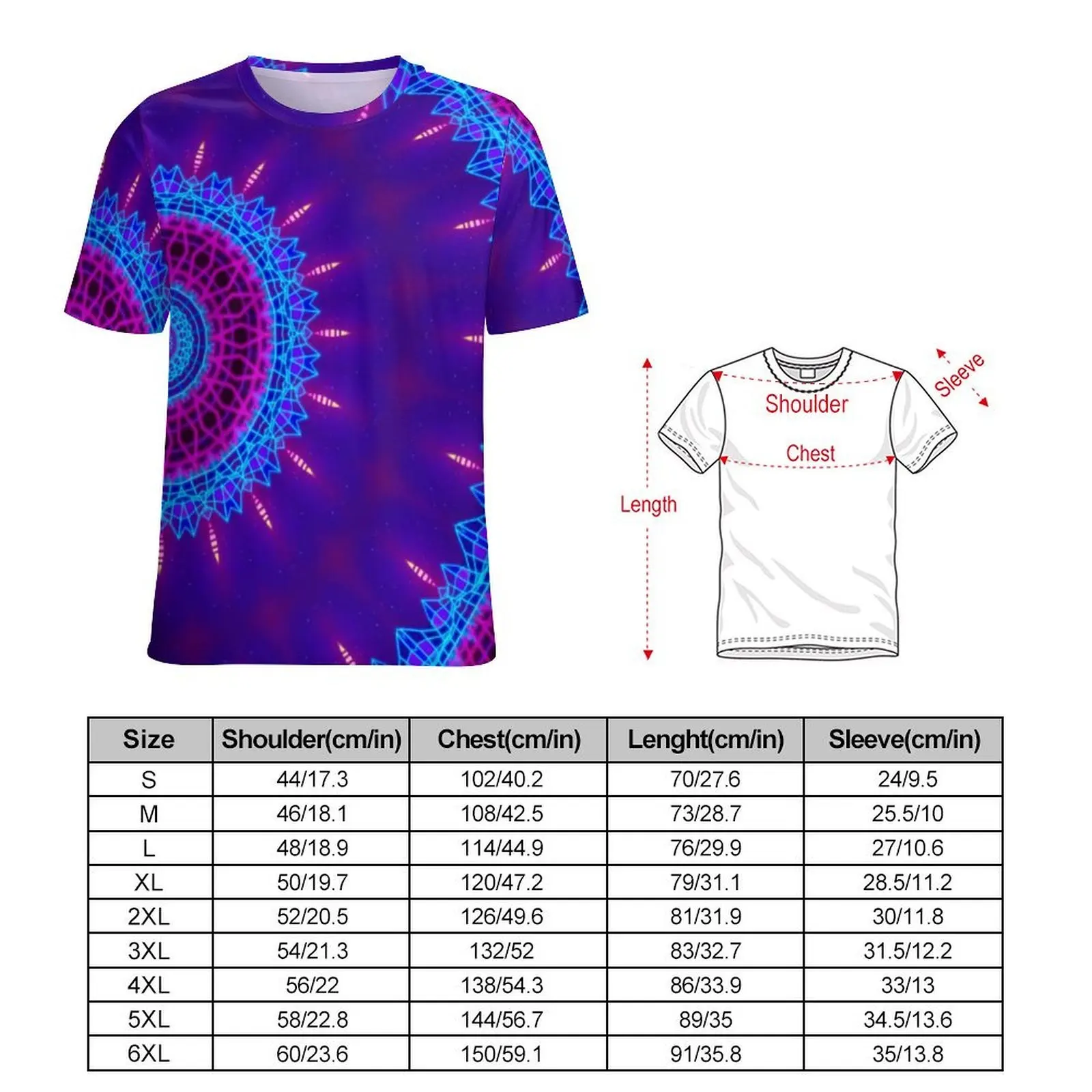 Male Tokyo Sunset T-Shirt Neon Rave Mandala Cool T-Shirts Short Sleeve Pattern Tshirt Hot Sale Original Streetwear Oversize Tees