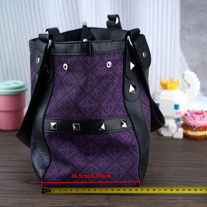 MINISO Sanrio Hello Kitty Vintage Purple Handbag Y2K Gothic Style Multifunctional Underarm Tote Bag Sweet and Spicy Fashion image 2