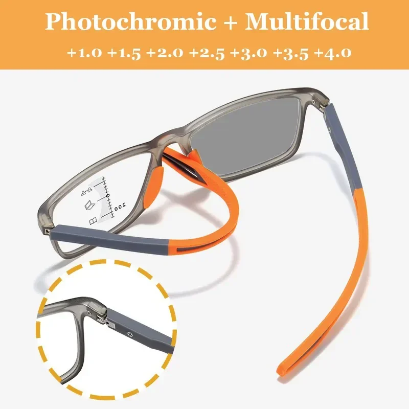 Outdoor Sport Photochrome Multifokale Lesebrille Unisex Ultraleicht Dioptrien Brillen Anti-blau Licht Presbyopie Brillen – Detail 3