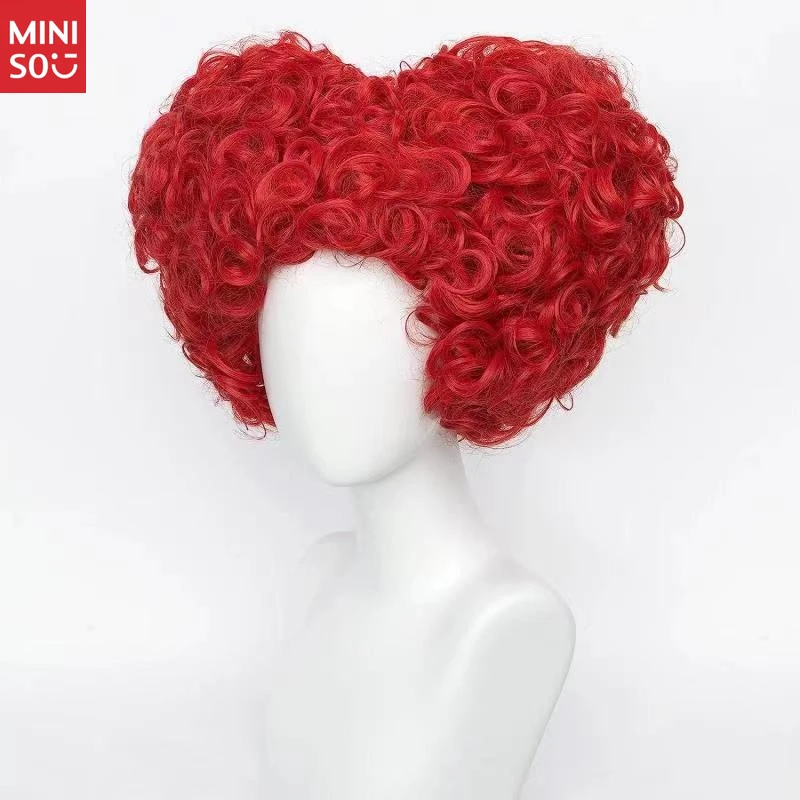 미니소 이상한 나라의 앨리스 하트 여왕 코스프레 가발, 의상용 빨간 하트 모양의 곱슬머리 풀 가발