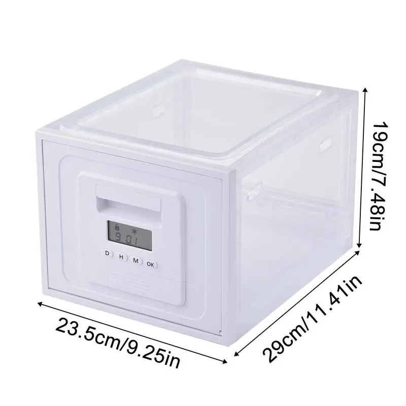 Digital Lock Box for Safe Medication Compact and Hygienic Transparent Box for Food, Drugs and Home Safety Childproof Storage Bin