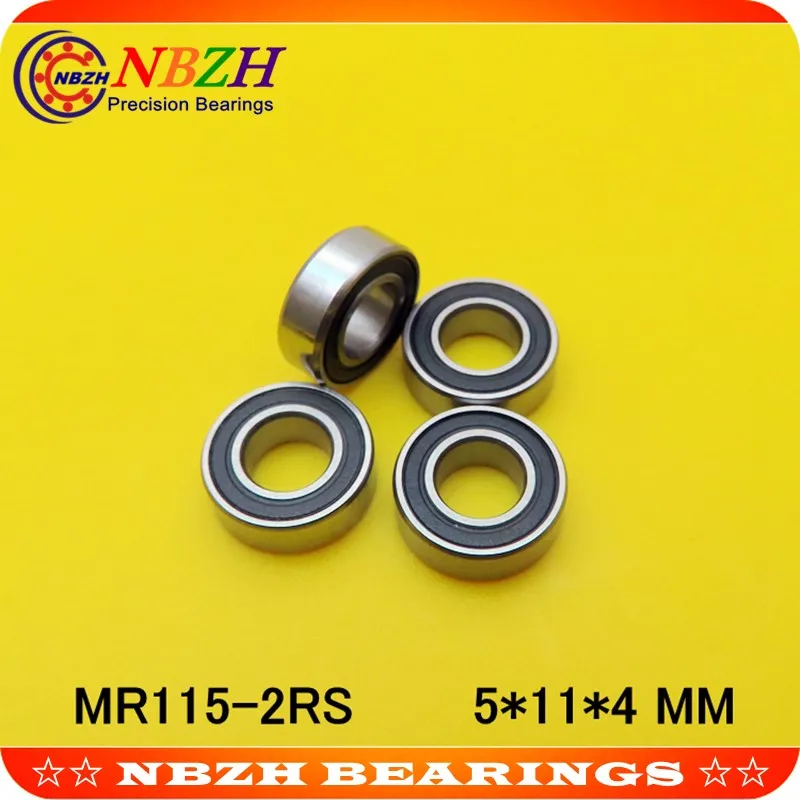 

NBZH bearing 10pcs / Lot High Quality ABEC-5 Z2V2 EMQ MR115-2RS 5*11*4 Mm Miniature Ball Bearings MR115RS L1150