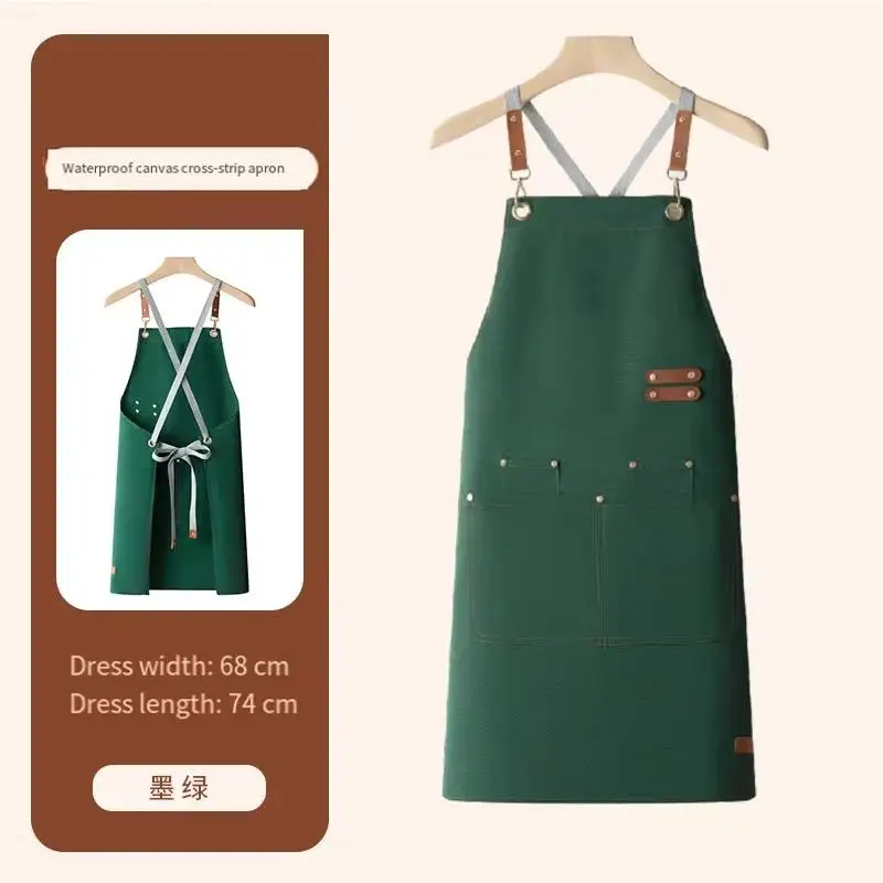Men Women Canvas Waterproof Aprons Printed Logo Personalized Custom DIY Restaurant Kitchen Catering Service Hotpot Cake Shop