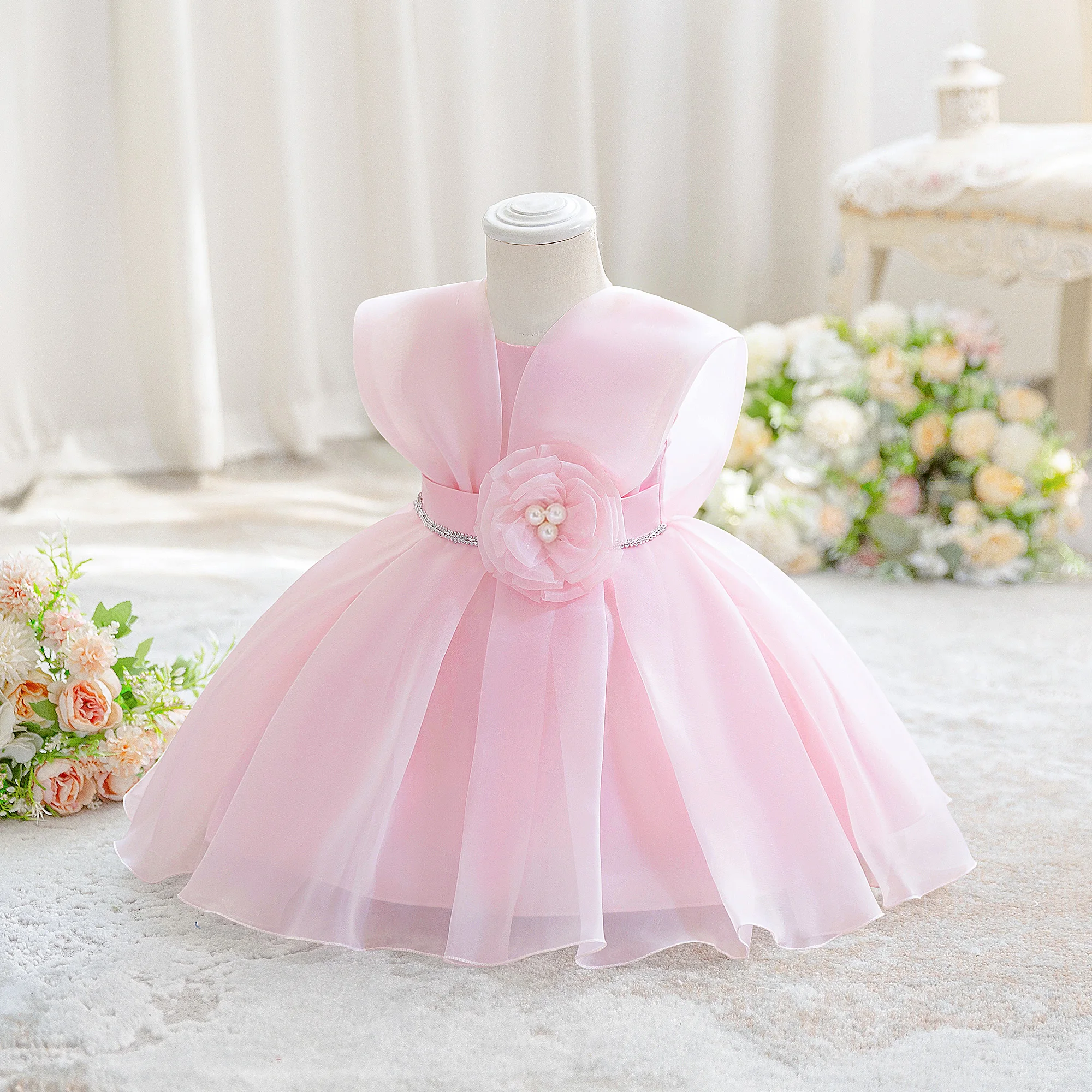 Kinderkleider, Prinzessinnenkleider, Tutu-Kleider, Blumenmädchenkleider, Partykleider, Abendkleider für den ersten Geburtstag des Babys – Detail 4