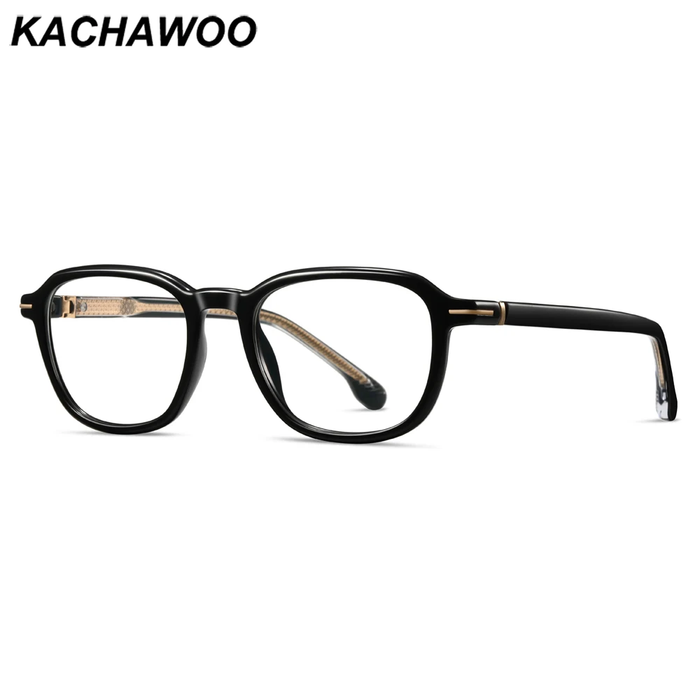 Kachawoo Anti Blue Light Computer Glasses Frame Men Acetate TR90 Square Eyeglasses Male Trendy Decoration Black Orange Green