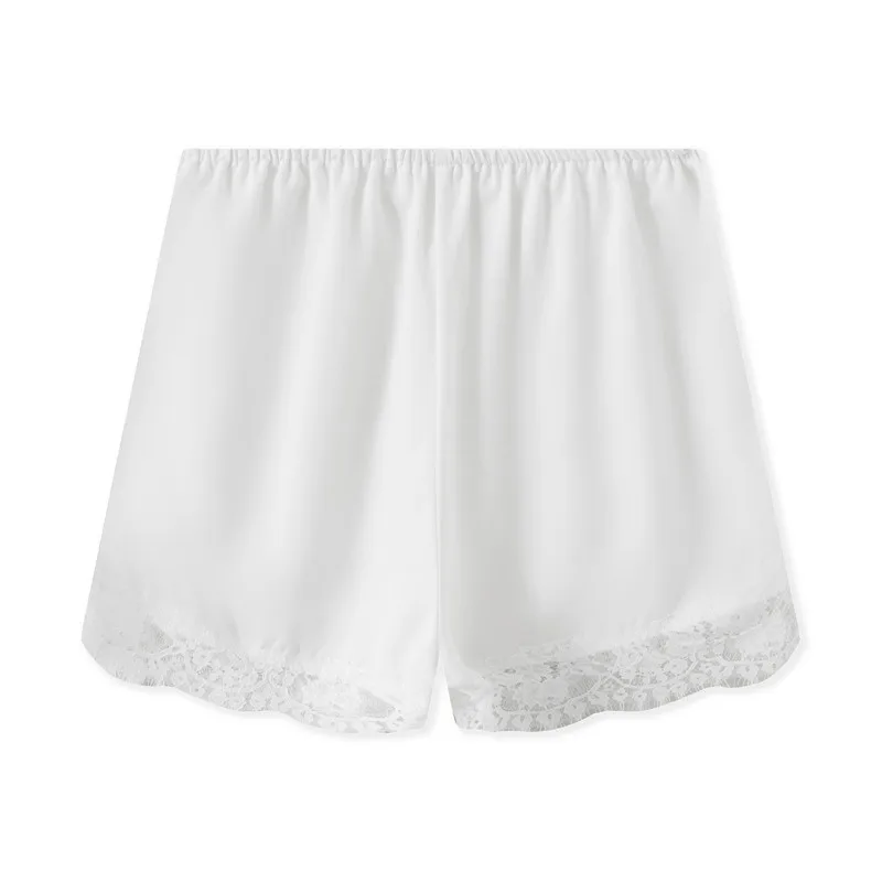 Y2k Women Silk Satin Shorts Lace Trim Patchwork Micro Mini Slip Shorts Low Rise Lingerie Pajamas Coquette Boxers Streetwear