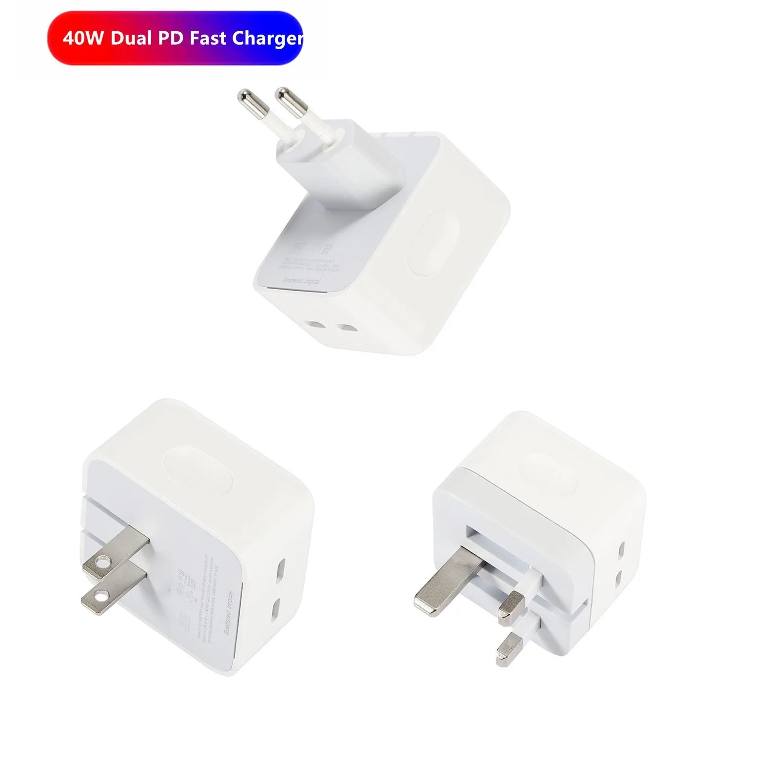 35W Dual PD USB Charger For Macbook Air or iPhone Fast Charger Type C Quick Charging Adapter