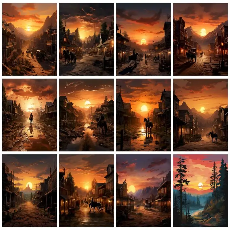 

PhotoCustom Painting By Numbers For Adults Kit Sunrise Scenery Wall Art Picture By Numbers For Home Decors