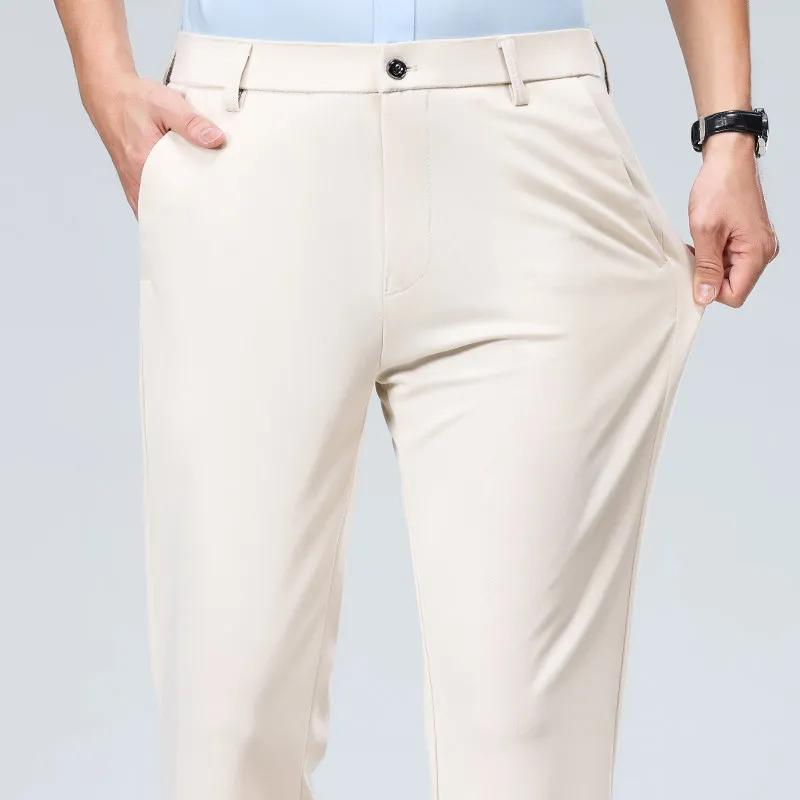 Mens Black Slim Fit Stretch Dress Pants Professional Office Trousers - Image 5