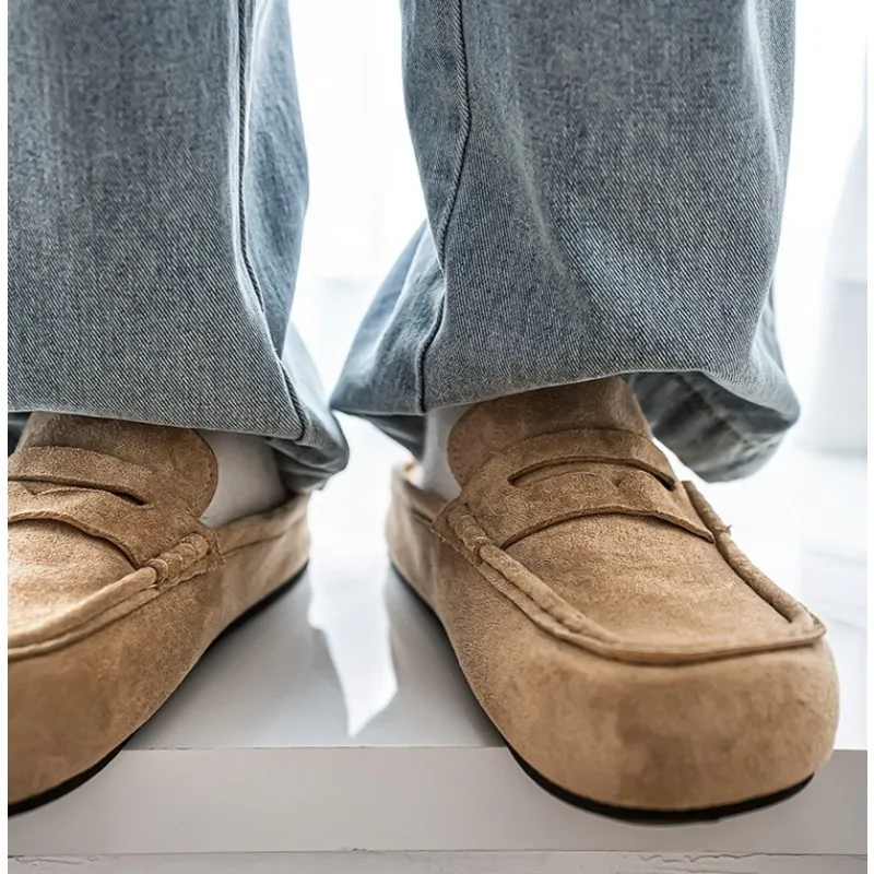 Half Shoes for Men Mules Large Size 45 46 Semi-Drag Loafers Slippers Open-back Casual Shoes Backless Slides Sandal Slip on Flats