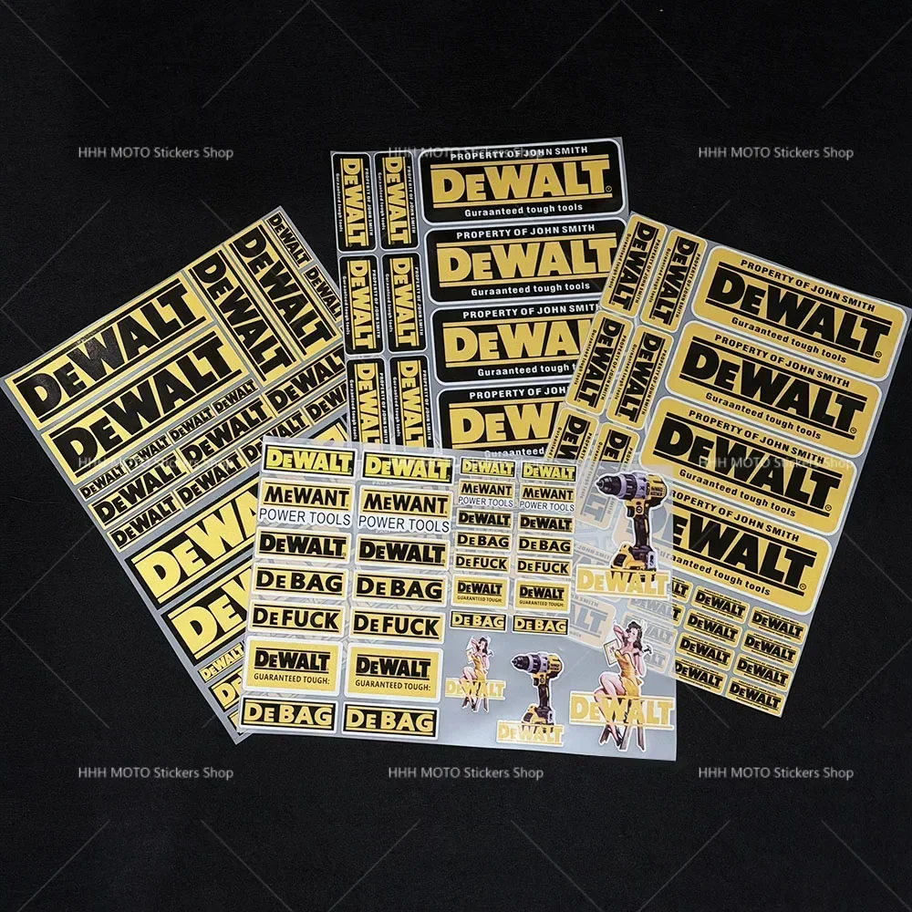 1/2 Set DEWALT Wasserdichte Vinyl-Aufkleber, Langlebige Selbstklebende Logo-Sticker für Werkzeugkasten, LKW, Motorrad, Auto-Modifikation – Detail 2