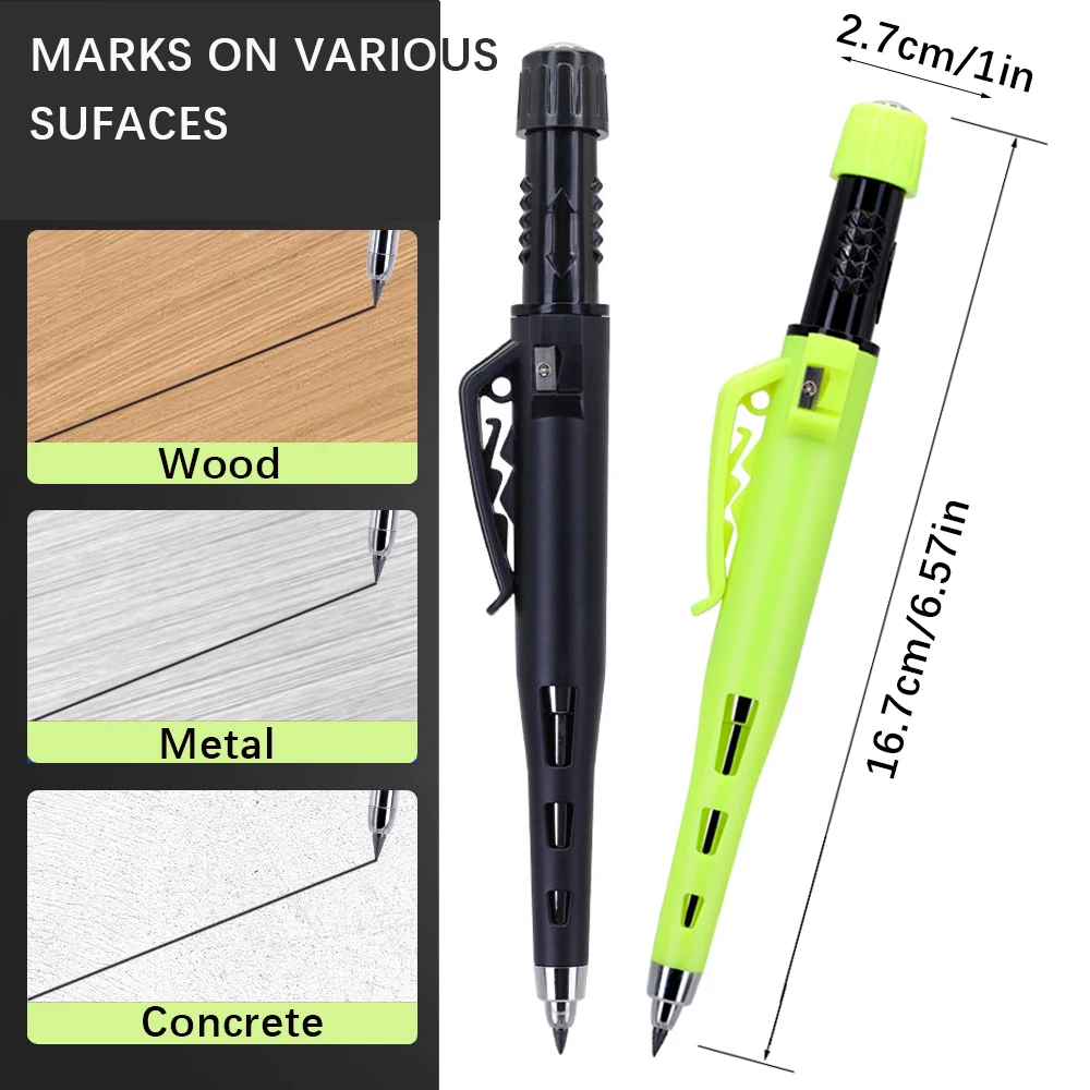 Professional Carpenter Pencil Set with 2.8mm Leads, 55mm Tip Deep Hole Woodworking Pencil - Construction Drafting Marking Tool view 5