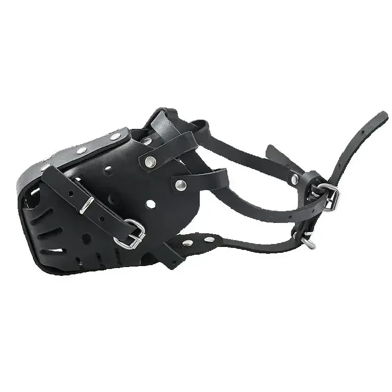 

Military Grade Leather Muzzle - Anti-Bite Bark Control Training Mask for Malinois Rottweiler, Adjustable Strap (CE Certified)​