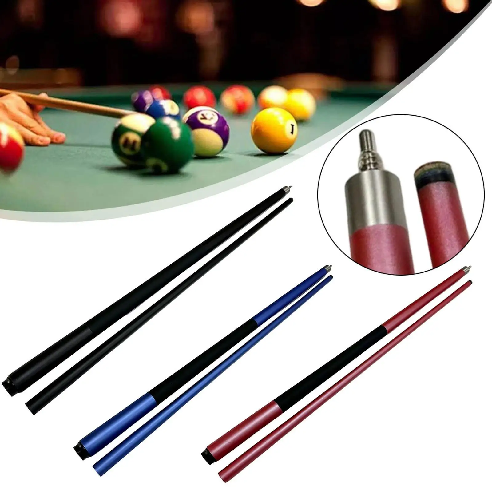 

147cm Billiard Cue Snooker Cue Lightweight Replacement 2 Sections 13mm Tip for Game Table Break Room Bar House