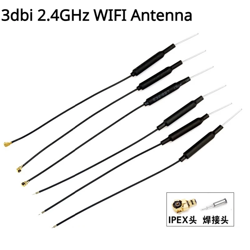 

10Pcs/lot 2.4GHz WIFI Antenna 3dbi Ufl IPX Connector Brass Inner Aerial 15cm Length 1.13 Cable HLK-RM04 ESP-07