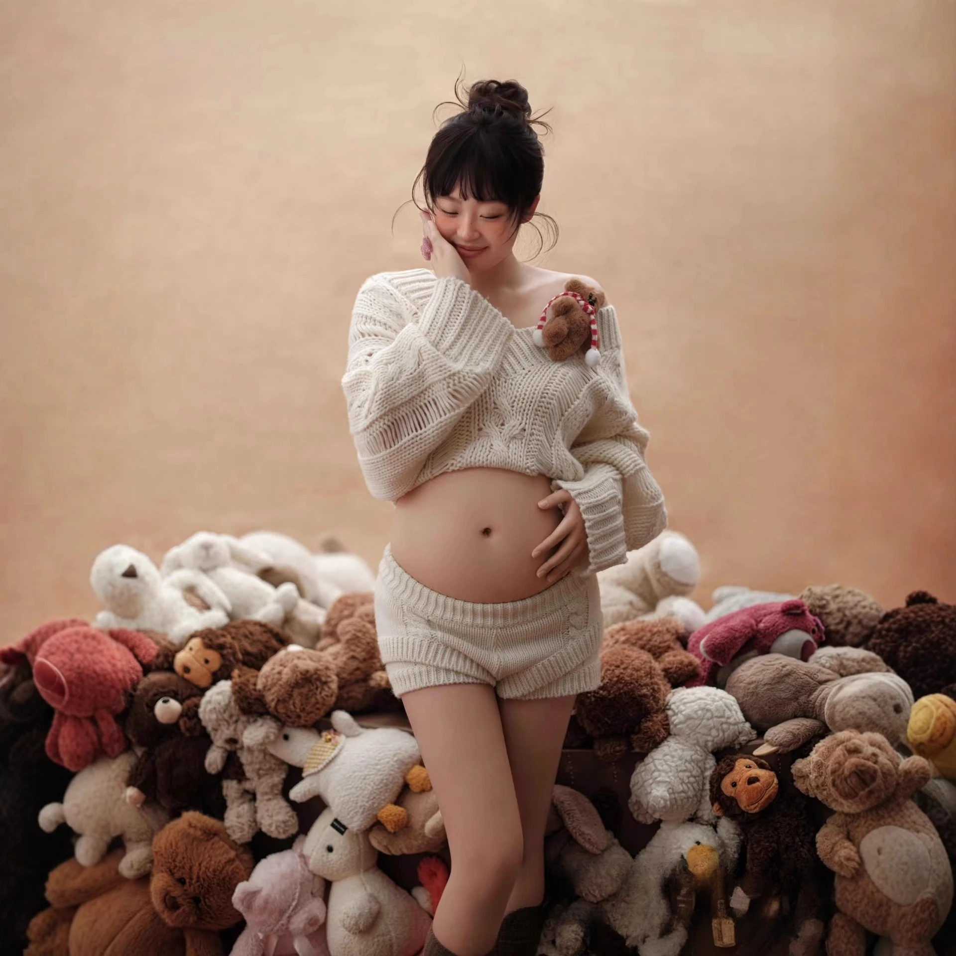 النساء التصوير الفوتوغرافي الأمومة مجموعة الحمل الأبيض محبوك سترة مع السراويل 2PCS عارضة استوديو اطلاق النار التقطت الصور الملابس #3