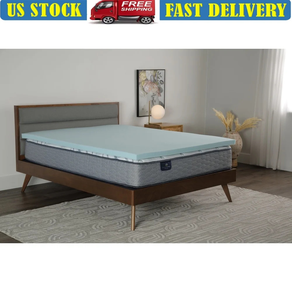 

Cooling Memory Foam Mattress Topper 2 Inch Queen Size Improved Airflow Breathable Heat Dissipation Mattress Rejuvenation USA