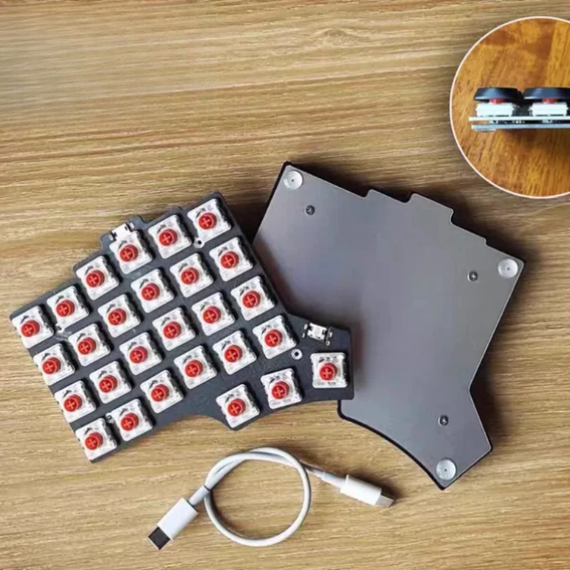 V5a 54 Key Low Profile Wired Split Keyboard Kit Customized Soldered Ergonomics Single Mode Split Keyboard VIAL Office Keyboard