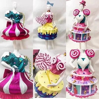 New Year Halloween Dance Costume Luxury show Customized paradise cute Macaron cake set gogo performance clothes