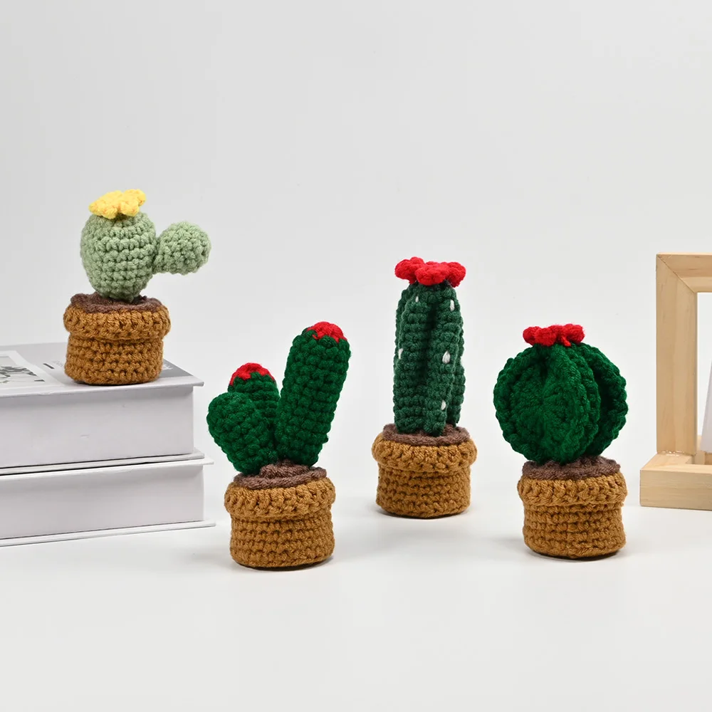 Hand-Crocheted Cactus Potted Plants,Artificial Bonsai,Handmade Original Gifts For Friends,Cute Desktop Decor For Home And Office