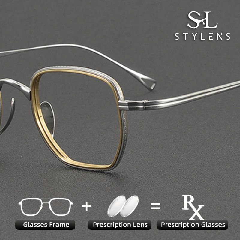 

STYLENS Роскошные ацетатные очки из чистого титана по индивидуальному заказу для мужчин и женщин с защитой от синего света, прогрессивные очки для близорукости KMN1233