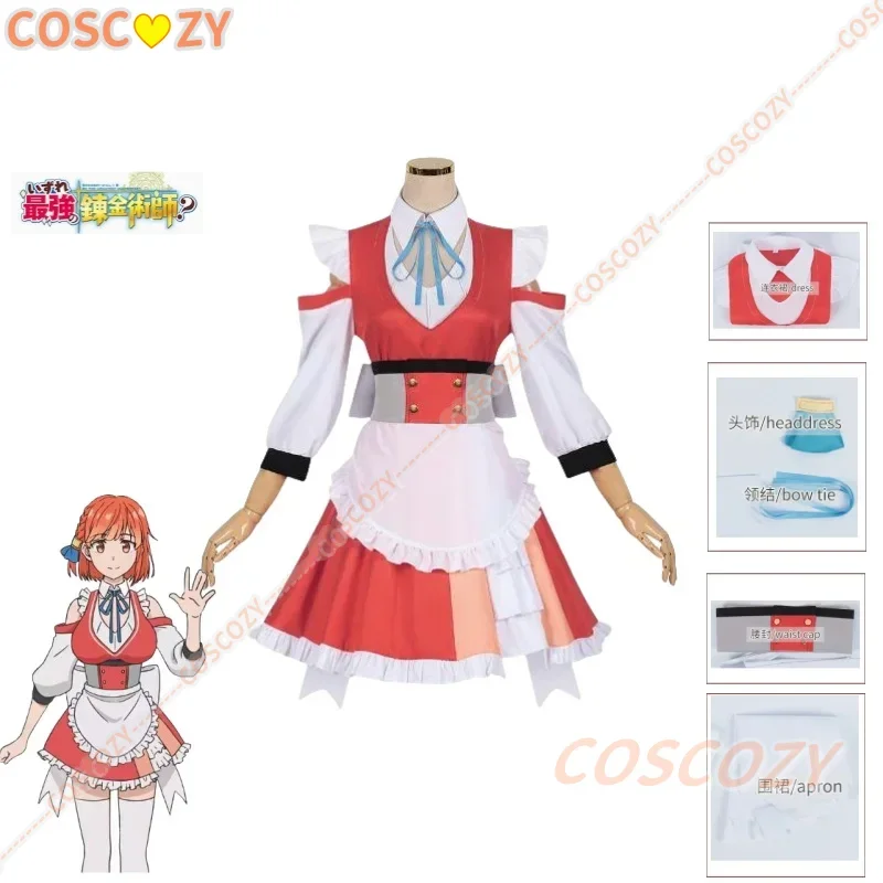 New Anime Cosplay Possibly the Greatest Alchemist of All Time Maria Cosplay Costume Red White Maid Dress Bow Tie Headwear Set