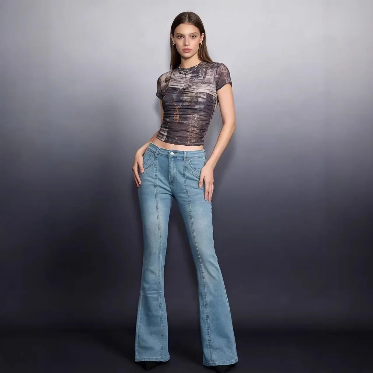 Y2K Low Rise Jeans Women European American Retro Micro Trumpet Slim Fit