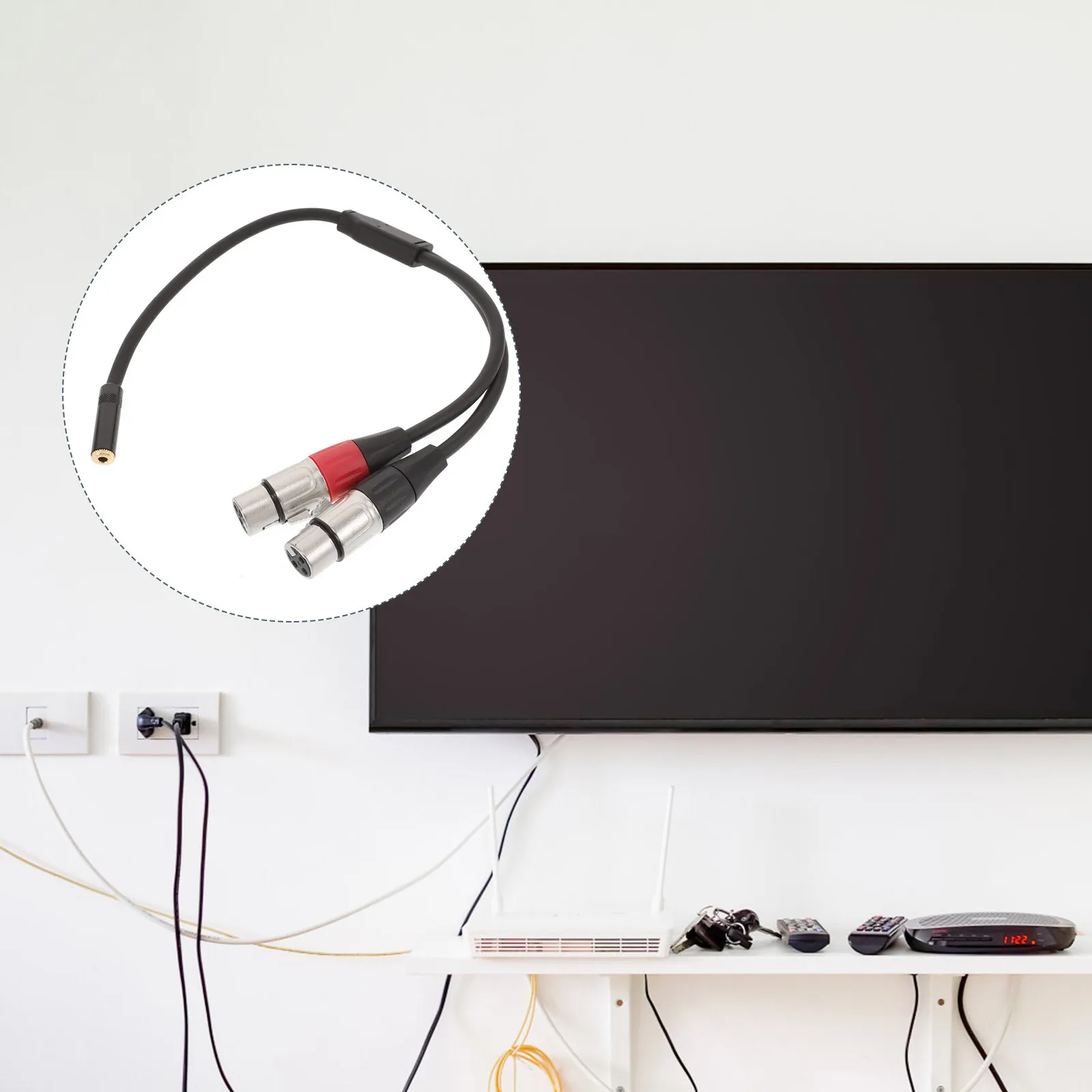 

0.3m Audio Cable 3.5mm Male to Dual Xlr Female Y Splitter Cable Gold Plated Connector for Studio Mic Mixing Public Rotation Dual