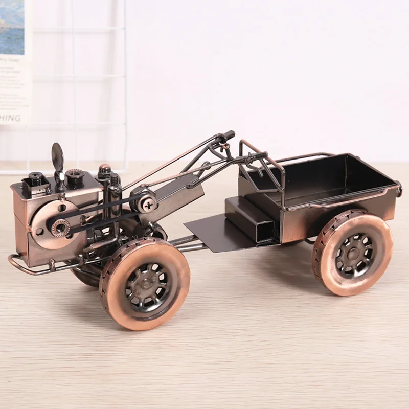 Wrought iron walking tractor model retro style decoration Office study living room Creative home decor photography props