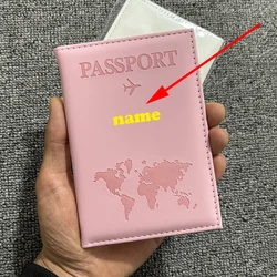 Funda de pasaporte personalizada para hombre y mujer, billetera de viaje con nombre personalizable, tarjetero de negocios, Color dorado