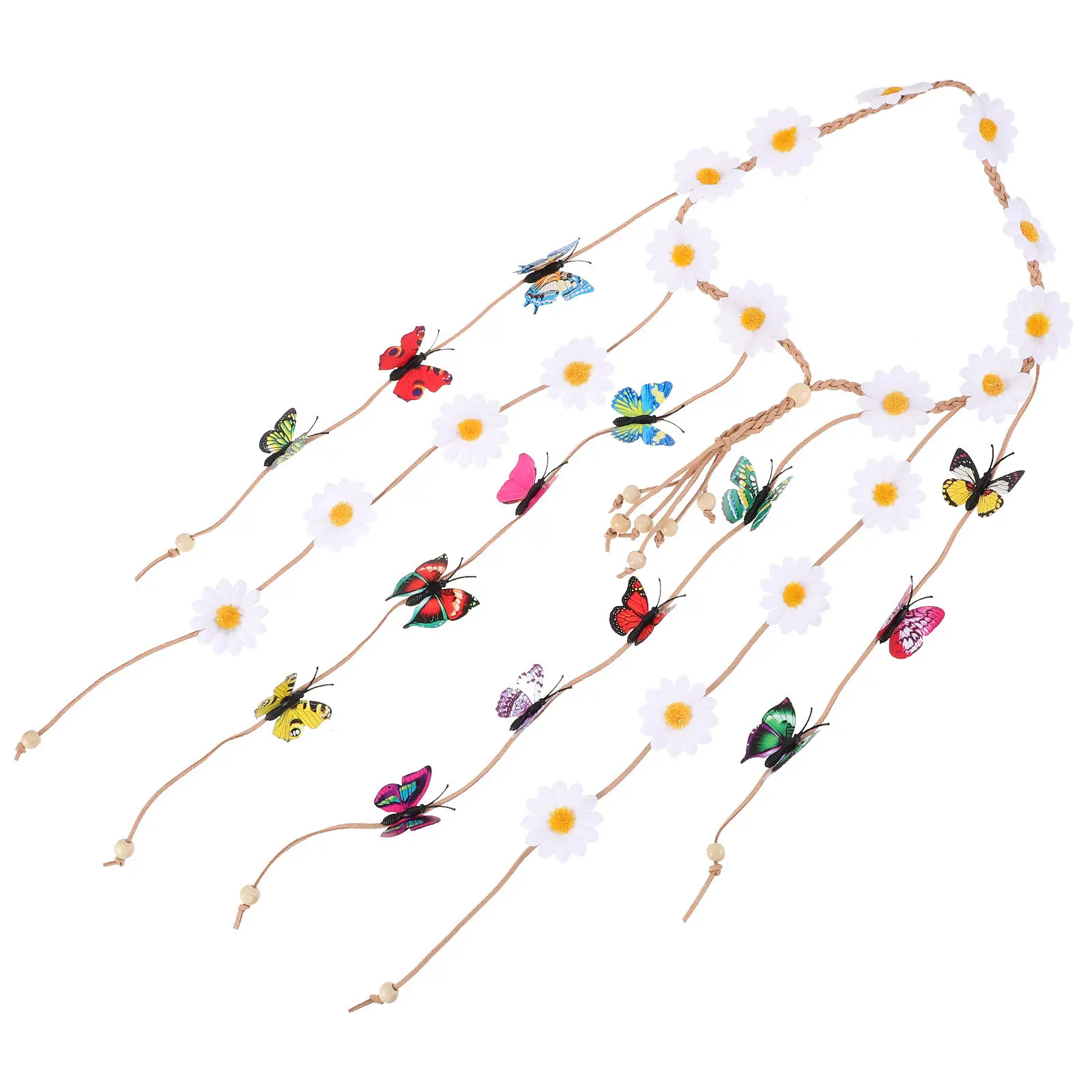 

Floral Butterfly Headband for Women Tassel Style Daisy Flower Hair Band Lightweight Elegant for Wedding Party Dating