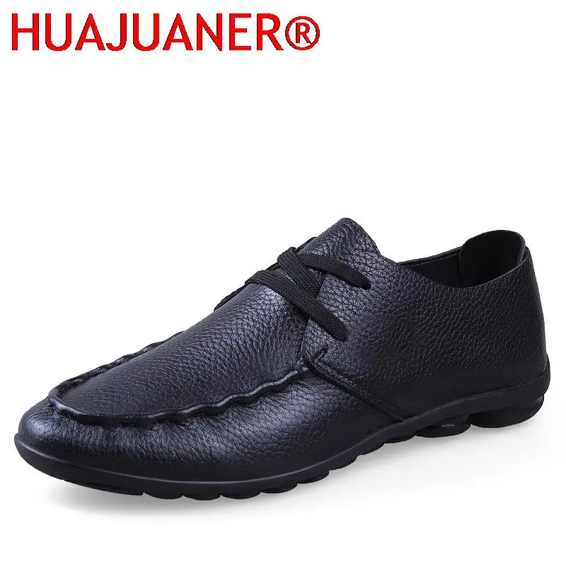 Zapatos de negocios informales para hombre, mocasines planos de cuero genuino de lujo, estilo británico, mocasines antideslizantes para conducir al aire libre