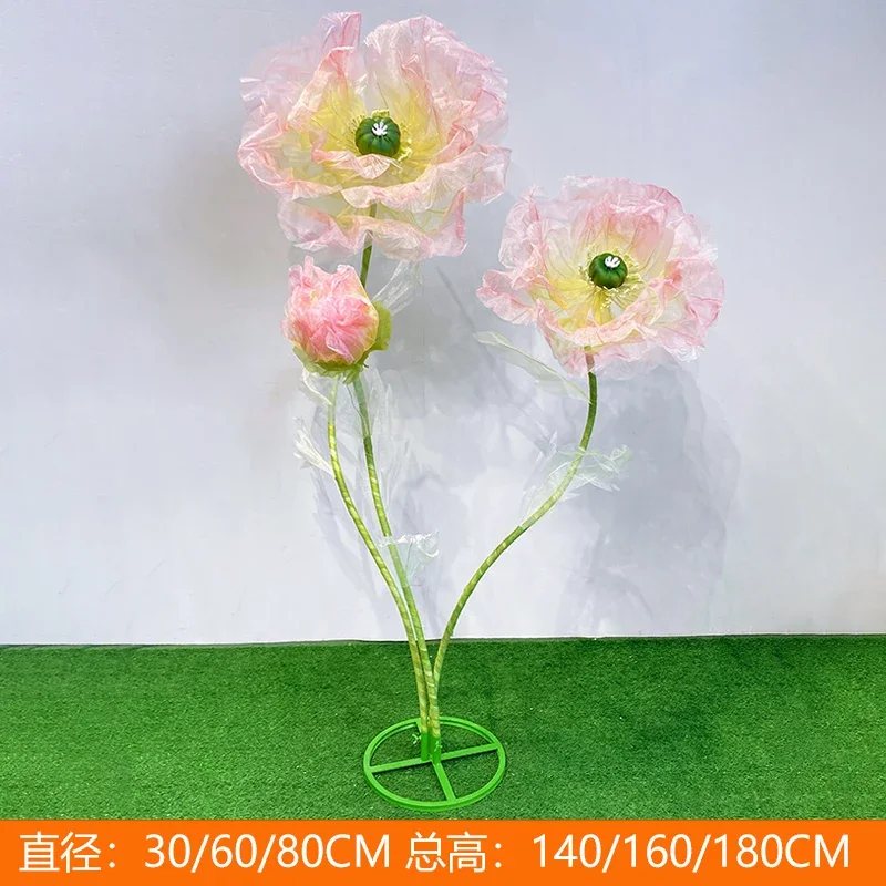 Marriage Decor Poppy Silk Gauze Flowers Wedding Road Leads Flower Stand Birthday Party Event Decor Stage Window Layout