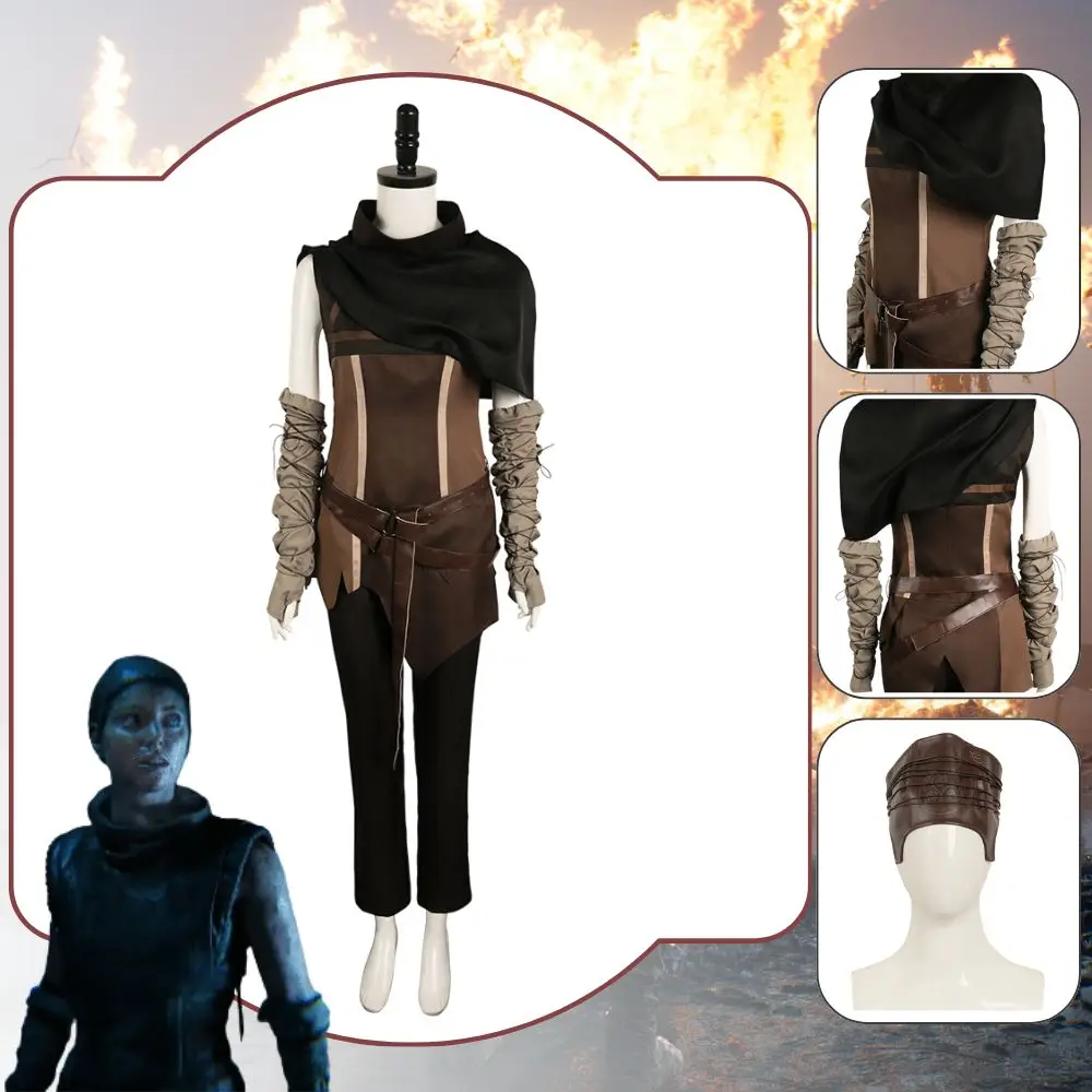 

Senua Cosplay Fantasia Costume Game Hell Cosplay Blade Cosplay Dark Brown Suit Disguise For Women Adult Halloween Carnival Suit