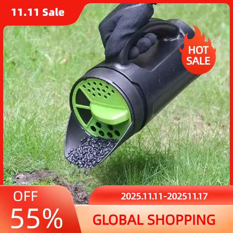 

Профессиональный ручной разбрасыватель емкостью 80 унций, 1 шт., 5 регулируемых настроек для внесения удобрений для семян, снежная соль, ледоплав, универсальный инструмент