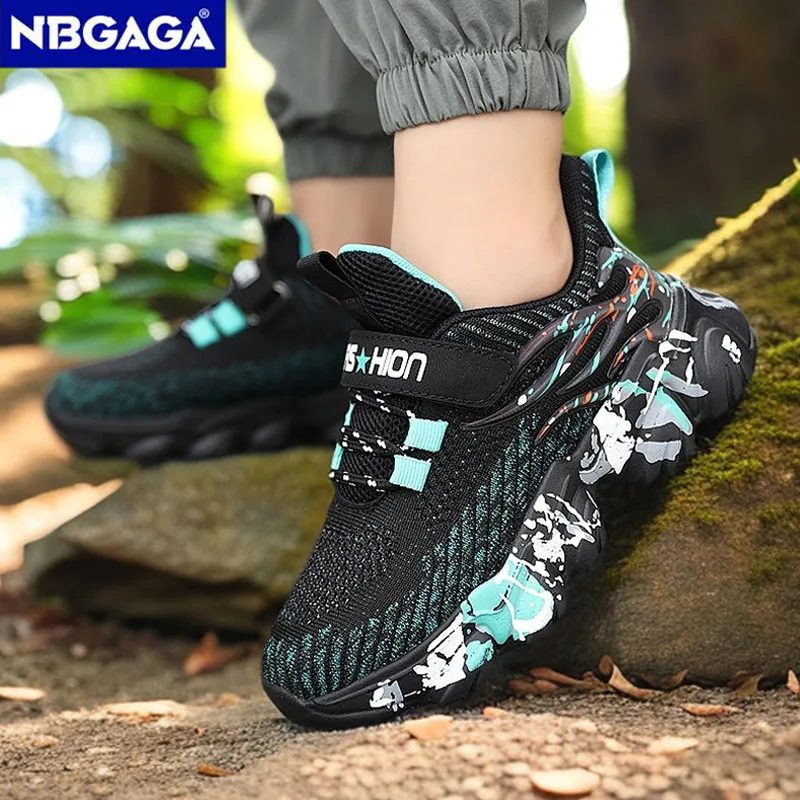 

Черная детская обувь, школьные кроссовки для бега для мальчиков от 5 до 16 лет, детские дышащие прогулочные повседневные спортивные кроссовки, противоскользящие