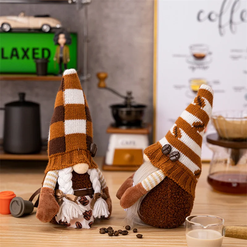 Coffee Chef Gnome Plush Gnome Bonecas Ornamento Decoração Artesanato para Casa Cozinha Coffee Bar Decoração Suprimentos Christams Decoração 6 Tipo